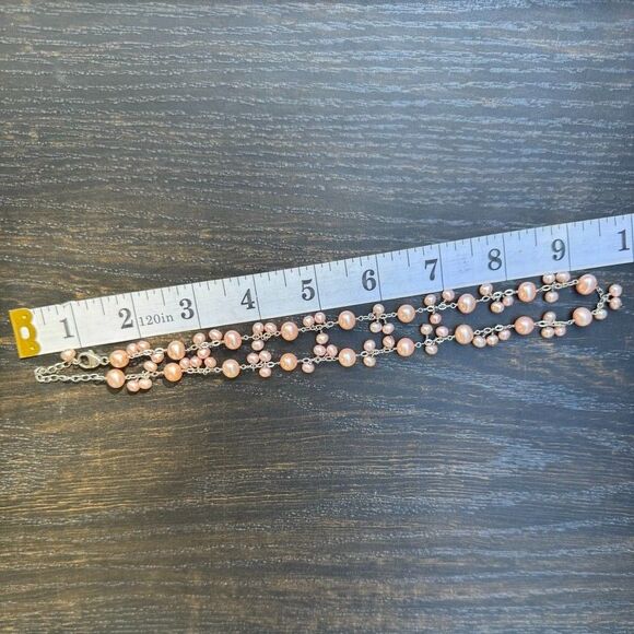 HONORA Sterling Silver Pink Pearl Cluster NECKLACE & Drop Earrings 16" - 19" - Picture 14 of 14